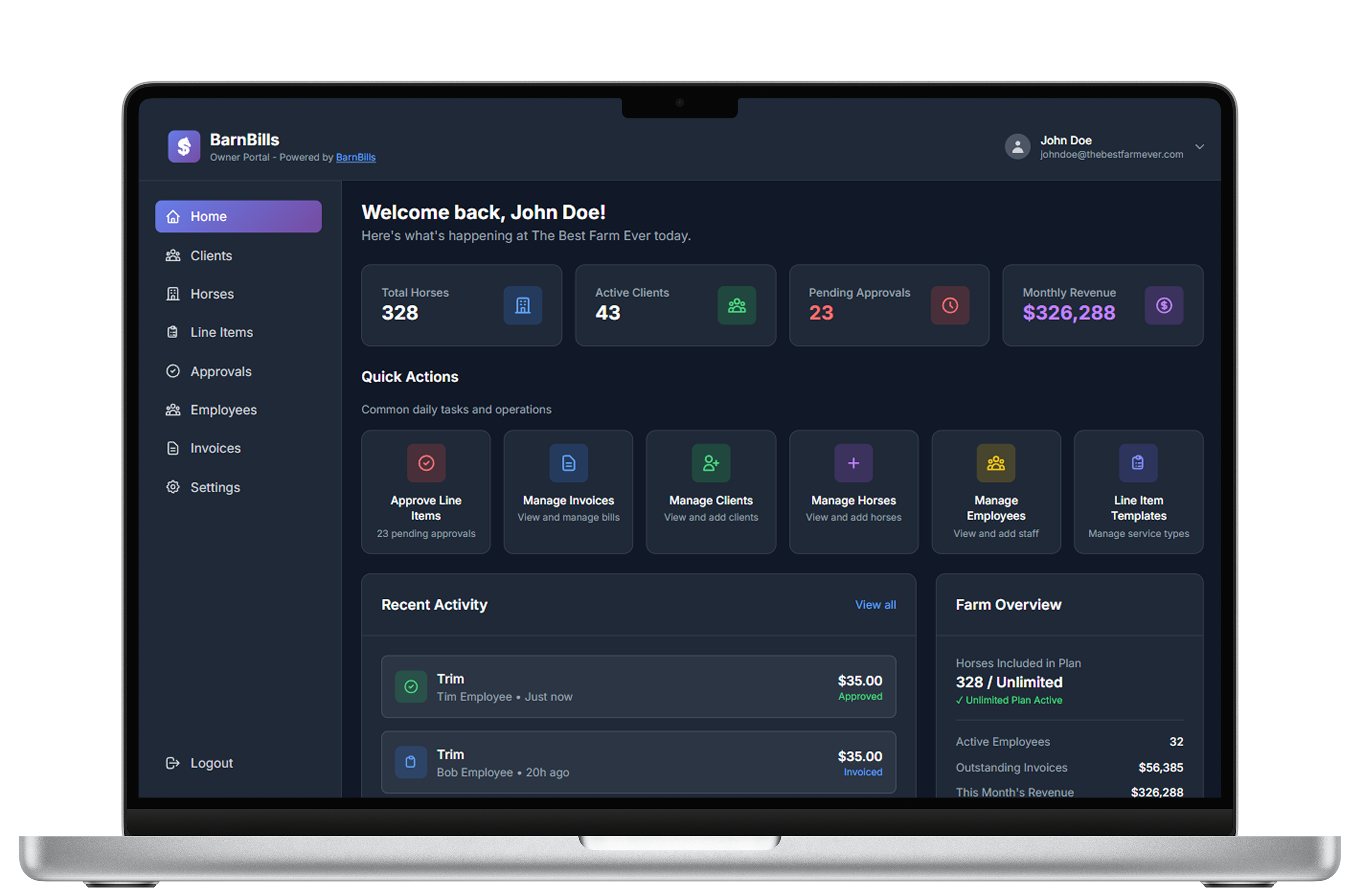 BarnBills - Automated Horse Farm Management &amp; Billing Software